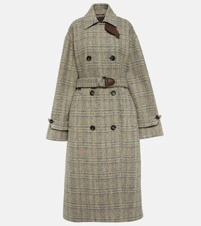 Loro Piana Checked Wool-blend Coat In Grey