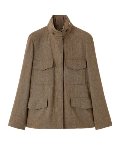 Loro Piana High Neck Jacket In Brown