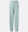 Loro Piana High-rise Cashmere-blend Tapered Pants In Tourmaline Green Mel