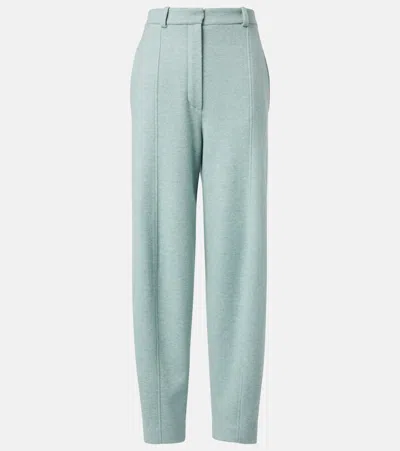 Loro Piana High-rise Cashmere-blend Tapered Pants In Tourmaline Green Mel