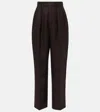 Loro Piana High-rise Linen Straight Pants In Brown