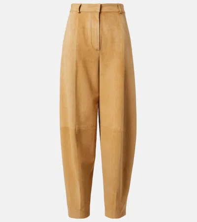 Loro Piana High-rise Suede Tapered Pants In Multi