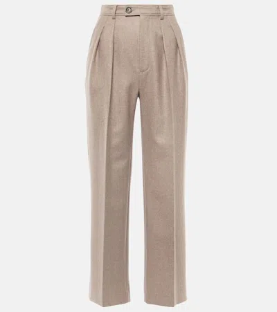 Loro Piana High-rise Wool And Cashmere Suit Pants In Beige