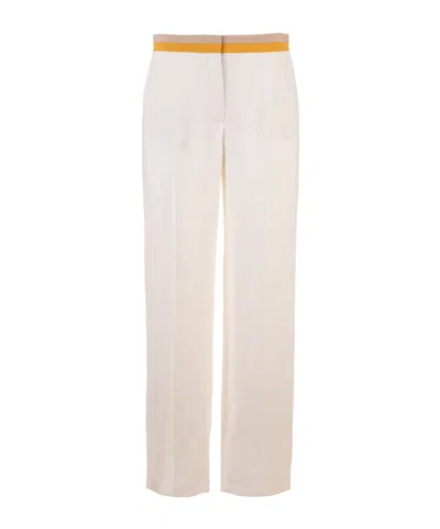 Loro Piana High-waisted Silk Trousers In White