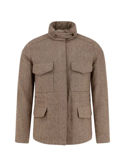 Loro Piana High-neck Flap-pocket Jacket In Brown