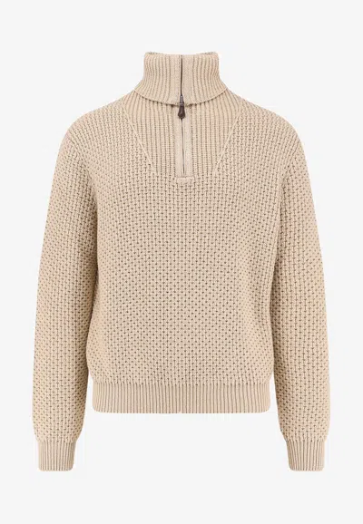 Loro Piana High-neck Knitted Sweater In Neutral