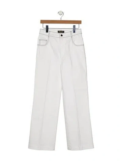 Pre-owned Loro Piana High-rise Wide Leg Jeans In White