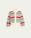 Loro Piana Holiday Noel Cashmere Knit Bomber Jacket In Fancy White
