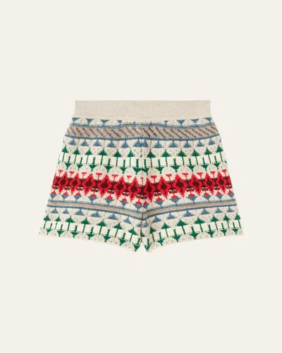 Loro Piana Holiday Noel Cashmere Knit Shorts In Fancy White