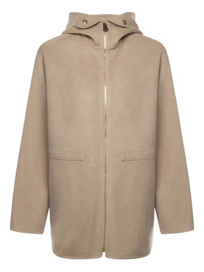 Loro Piana Hooded Zip-fastening Coat In Neutral