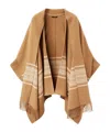 Loro Piana Daisy Fringed Scarf-detailed Striped Brushed Cashmere Cape In Calvados Mixed Color