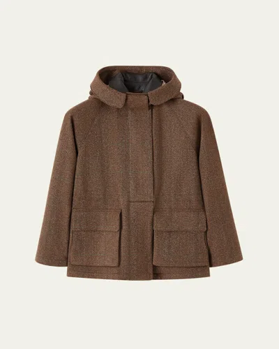 Loro Piana Horsey Cashmere Mini Parka Jacket In Brown