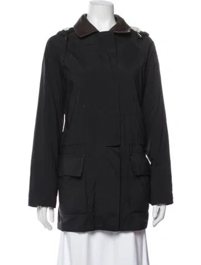 Pre-owned Loro Piana Horsey Storm System Nylon Parka In Black