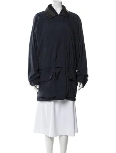 Pre-owned Loro Piana Horsey Twenty K Storm System Nylon Utility Jacket In Blue