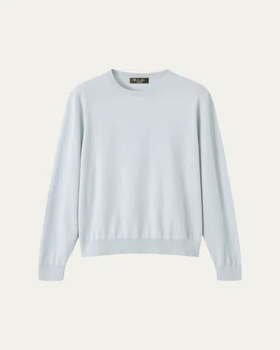 Loro Piana Ice Wish Crewneck Cotton Sweater In Blue