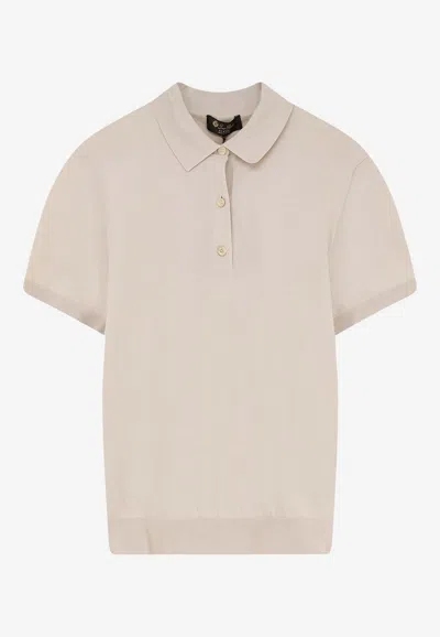 Loro Piana Ice Wish Knitted Polo T-shirt In Beige