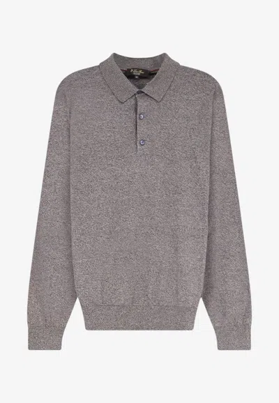 Loro Piana Ice Wish Mélange Polo T-shirt In Gray