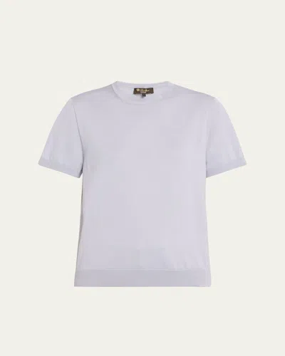 Loro Piana Ice Wish Short-sleeve Crewneck Sweater In Gray
