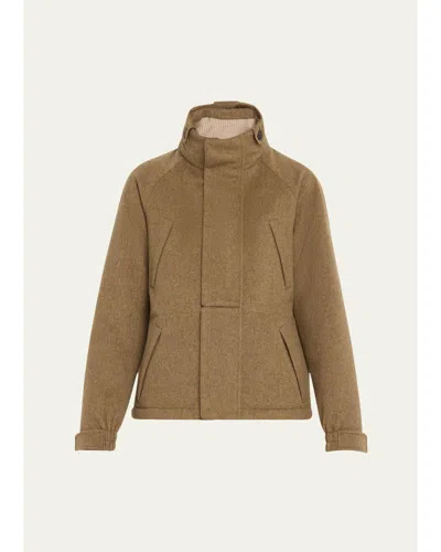 Loro Piana Icer Mini Storm Cashmere Parka Jacket In Tundra Melange