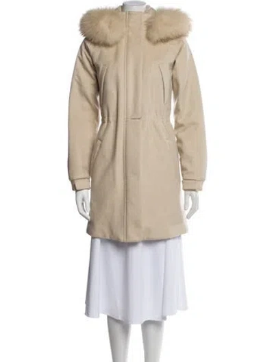 Pre-owned Loro Piana Icery Long Cashmere Fur Coat In Neutral