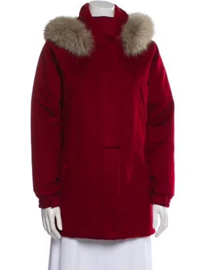 Pre-owned Loro Piana Icery Storm System Cashmere Fur Coat In Red