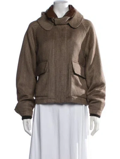 Pre-owned Loro Piana Iconic Horsey Short Linen Jacket In Brown