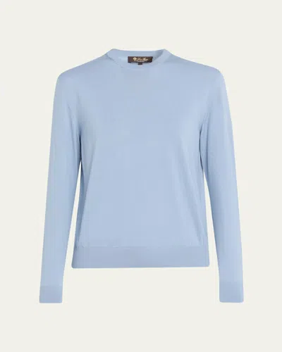 Loro Piana Iconic Royal Wool-silk Sweater In Blue