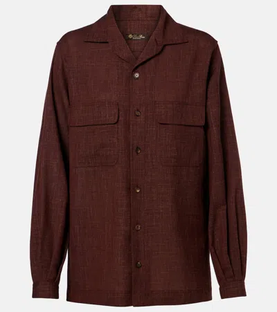Loro Piana Ida Wool, Silk, And Linen Shirt In Burgundy