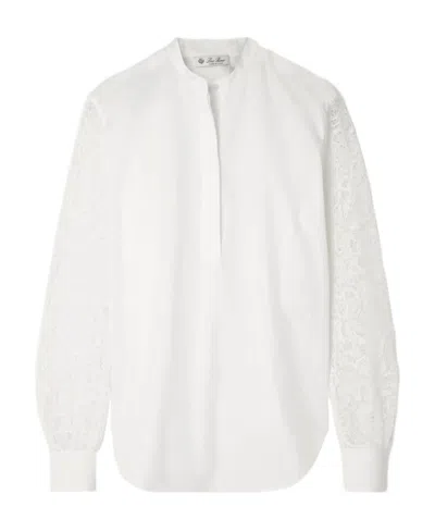 Loro Piana Ide Lace Stitching Blouse In White