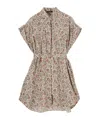 Loro Piana Idris Riserva San Nicolo Twill Belted Mini Shirtdress In Chalk Color/graphite Powder/dahlia Color