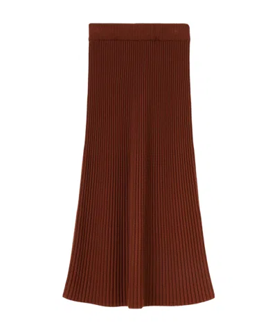 Loro Piana Ikeda Pleated Midi Skirt In Brown
