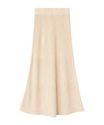 Loro Piana Ikeda Pleated Midi Skirt In Nude