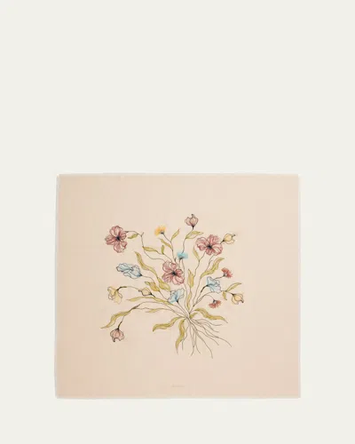 Loro Piana Il Bouquet Embroidered Cashmere Shawl In Neutral
