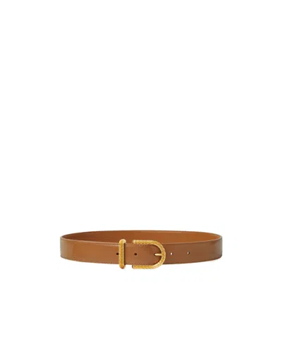Loro Piana Inlay Belt In Colour Vicuna/sun Gold