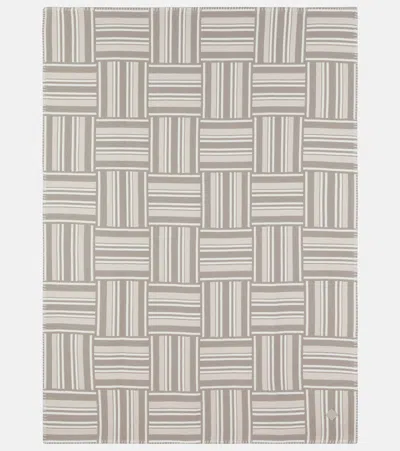 Loro Piana Intarsia Striped Wool And Cashmere Throw In Sand