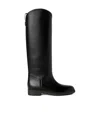 Loro Piana Decker Leather Knee Boots In Black