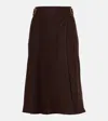 Loro Piana Irene Belted Linen Crêpe Midi Skirt In Brown