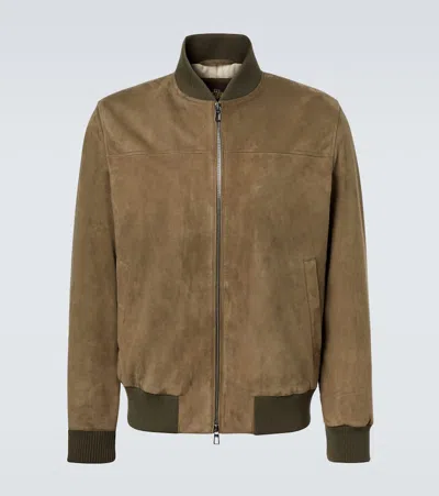 Loro Piana Ivy Leather Bomber Jacket In Green