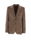 Loro Piana Eleanor Paillette Tweed Corduroy Single-breasted Jacket In Chocolate Noire+pale Biscuits
