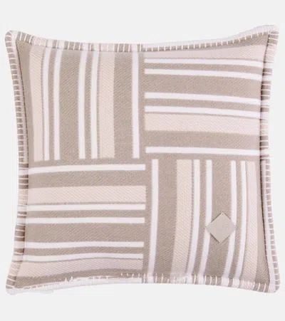 Loro Piana Jacquard Wool And Cashmere Cushion In Sand