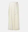 Loro Piana Janel Pleated Silk Midi Skirt In White