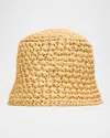 Loro Piana Jasmine Crochet Raffia Bucket Hat In Beige
