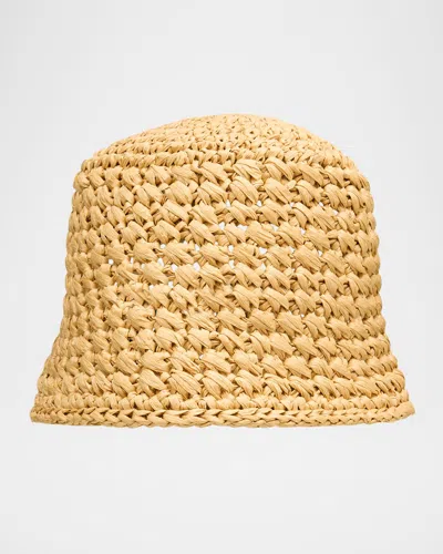 Loro Piana Jasmine Crochet Raffia Bucket Hat In Beige