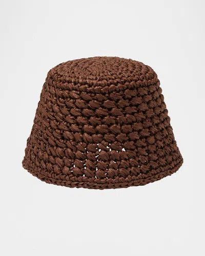 LORO PIANA JASMINE CROCHET RAFFIA BUCKET HAT