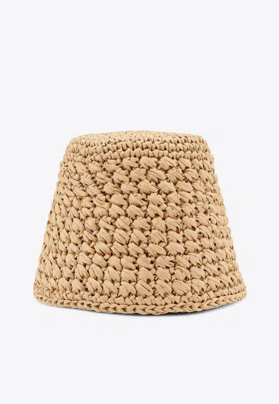 Loro Piana Jasmine Raffia Bucket Hat In Cream