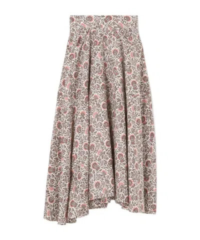 Loro Piana Jaya Skirt In Chalk Color/graphite Powder/dahlia Color