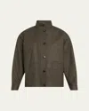 Loro Piana Jaylon Structured Linen Wool Field Jacket In Black Pine