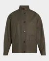 Loro Piana Jaylon Structured Linen Wool Field Jacket In Black Pine