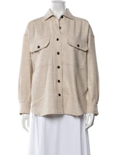 Pre-owned Loro Piana Jenna Overshirt Virgin Wool Jacket In Brown
