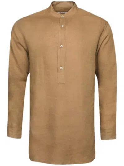 Loro Piana Jeri Linen Shirt In Brown